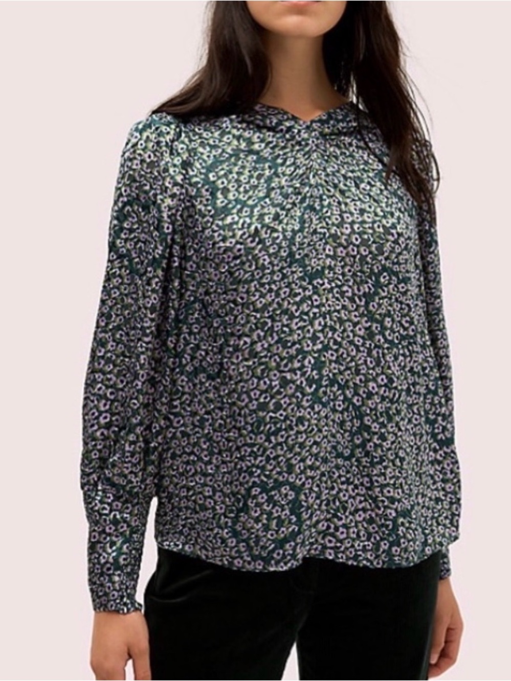 kate spade Dark Green Floral Long-Sleeve Blouse